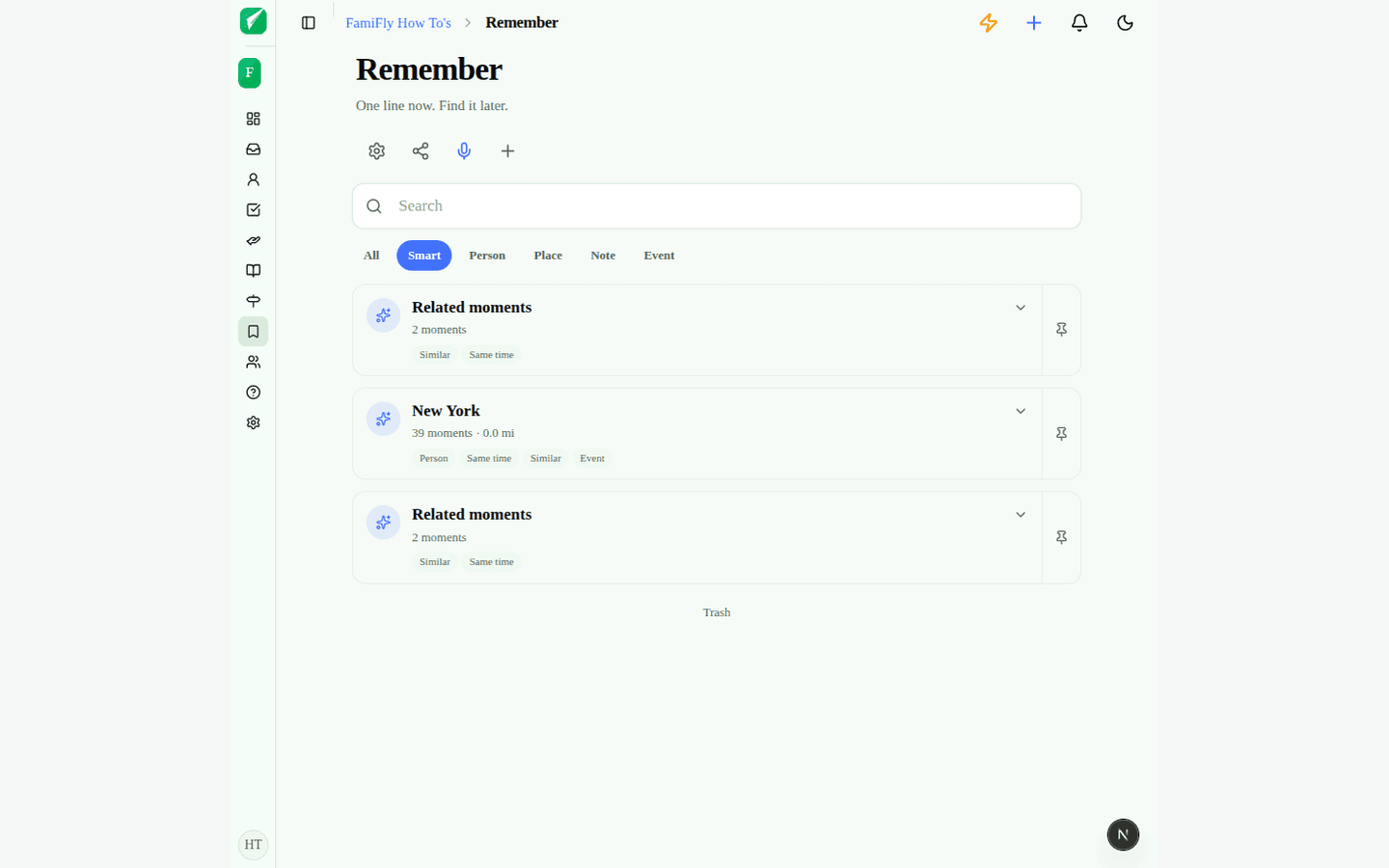 Remember Smart with connected memory groups